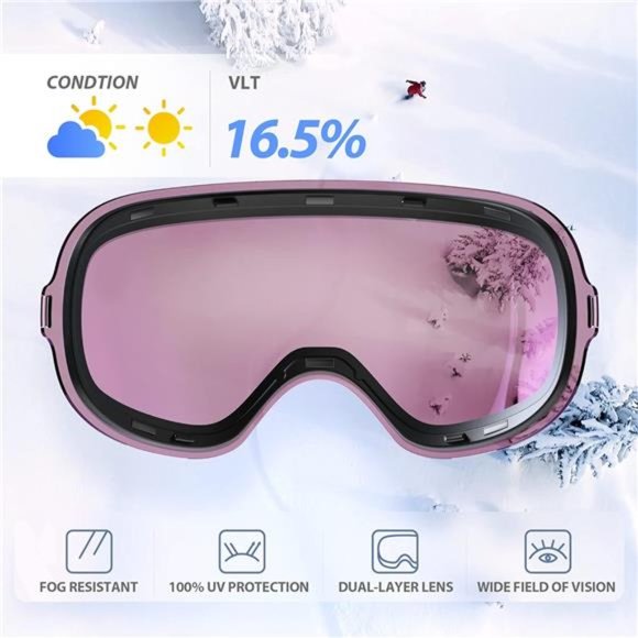 Unisex Ski Goggles, Snowboard Goggles Interchangeable Lens - Picture 3 of 5